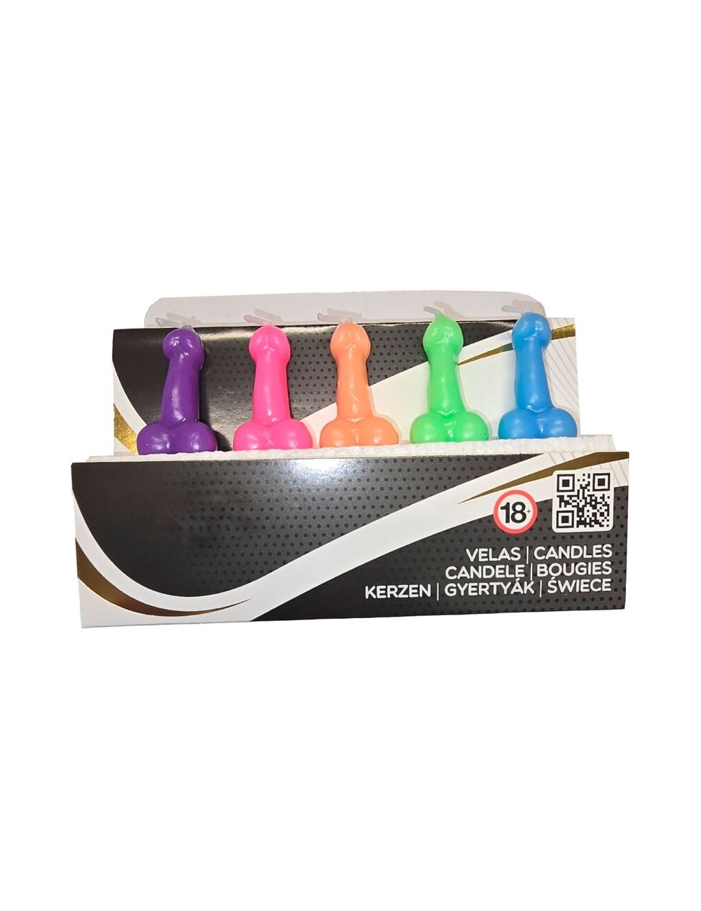 DIABLO PICANTE - BOX OF 5 PENIS-SHAPED CANDLES IN DIFFERENT COLORS