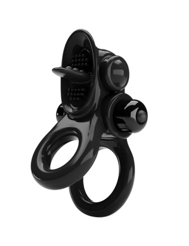 PRETTY LOVE - PASSIONATE RING DOUBLE VIBRATING RING + CLITORIS STIMULATOR BLACK