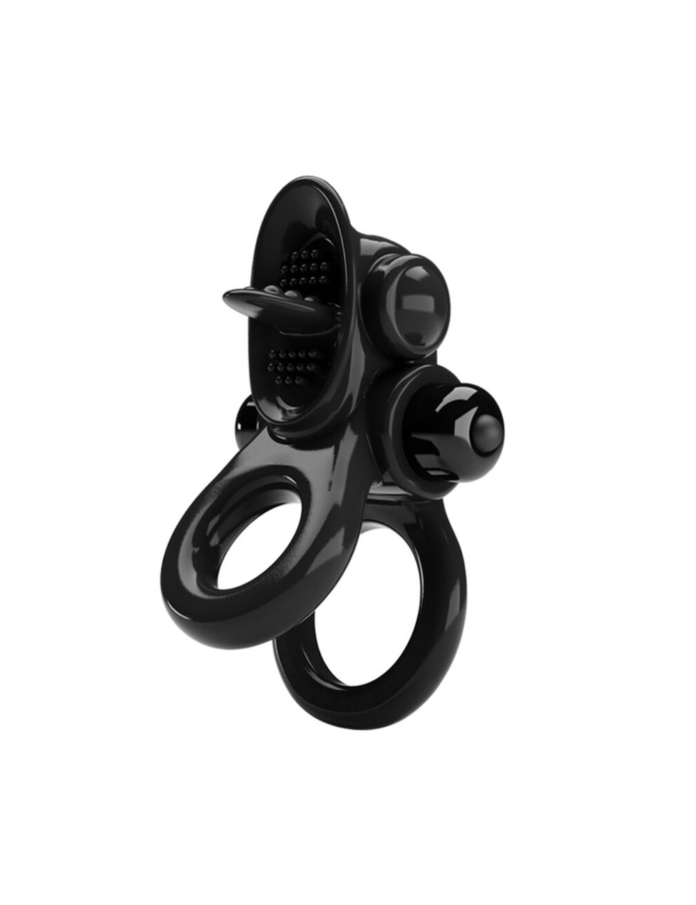 PRETTY LOVE - PASSIONATE RING DOUBLE VIBRATING RING + CLITORIS STIMULATOR BLACK