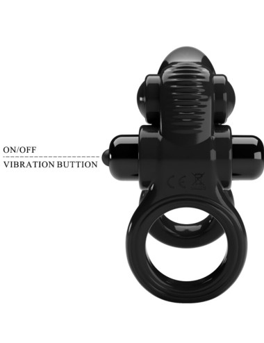 PRETTY LOVE - PASSIONATE RING DOUBLE VIBRATING RING + CLITORIS STIMULATOR BLACK