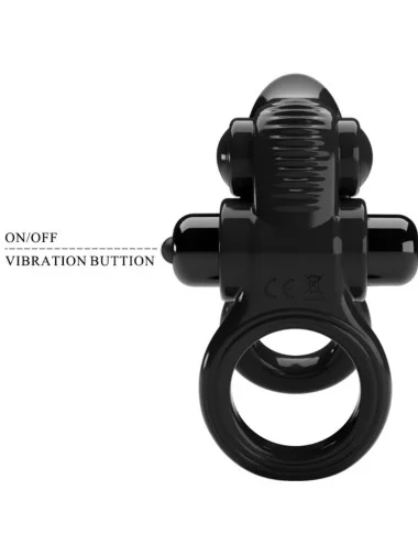 PRETTY LOVE - PASSIONATE RING DOUBLE VIBRATING RING + CLITORIS STIMULATOR BLACK