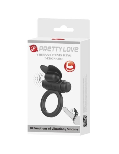 PRETTY LOVE - DEBONAIRE VIBRATING RING RABBIT 10 VIBRATIONS BLACK