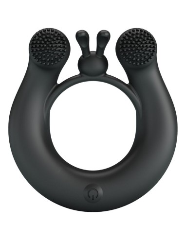 PRETTY LOVE - DAHLIA VIBRATING RING + CLITORIS STIMULATOR 12 VIBRATIONS BLACK