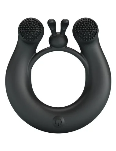PRETTY LOVE - DAHLIA VIBRATING RING + CLITORIS STIMULATOR 12 VIBRATIONS BLACK
