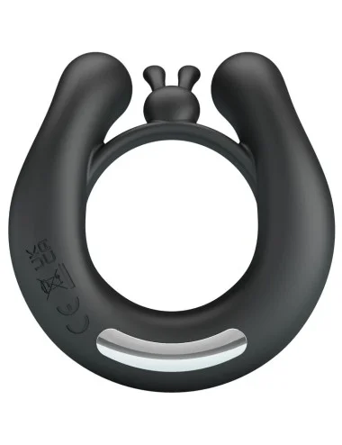 PRETTY LOVE - DAHLIA VIBRATING RING + CLITORIS STIMULATOR 12 VIBRATIONS BLACK