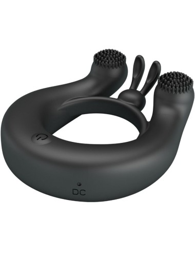 PRETTY LOVE - DAHLIA VIBRATING RING + CLITORIS STIMULATOR 12 VIBRATIONS BLACK