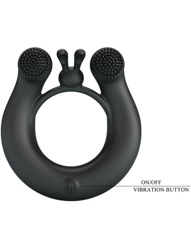 PRETTY LOVE - DAHLIA VIBRATING RING + CLITORIS STIMULATOR 12 VIBRATIONS BLACK