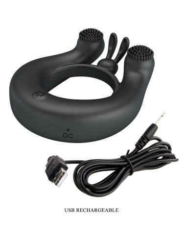 PRETTY LOVE - DAHLIA VIBRATING RING + CLITORIS STIMULATOR 12 VIBRATIONS BLACK