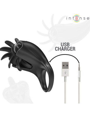 INTENSE - MABEL VIBRATING RING 10 VIBRATIONS WITH CLITORIS STIMULATOR BLACK