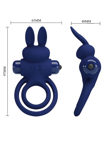 PRETTY LOVE - DAREY DOUBLE VIBRATING RING RABBIT BLUE