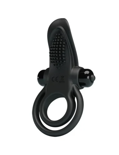 PRETTY LOVE - DOUBLE VIBRATING RING + CLITORIS STIMULATOR 10 VIBRATIONS BLACK