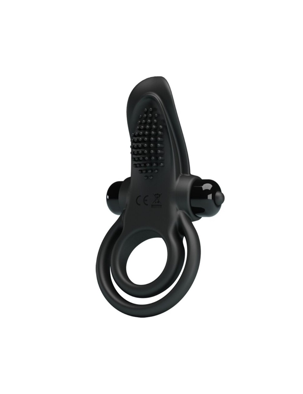PRETTY LOVE - DOUBLE VIBRATING RING + CLITORIS STIMULATOR 10 VIBRATIONS BLACK