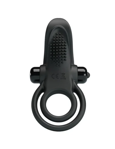 PRETTY LOVE - DOUBLE VIBRATING RING + CLITORIS STIMULATOR 10 VIBRATIONS BLACK