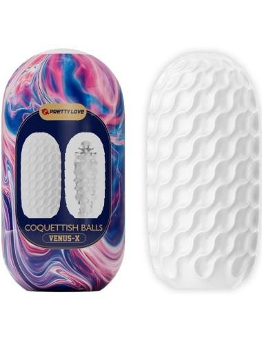 PRETTY LOVE - COQUETTISH BALLS SILICONE MALE MASTURBATOR WHITE