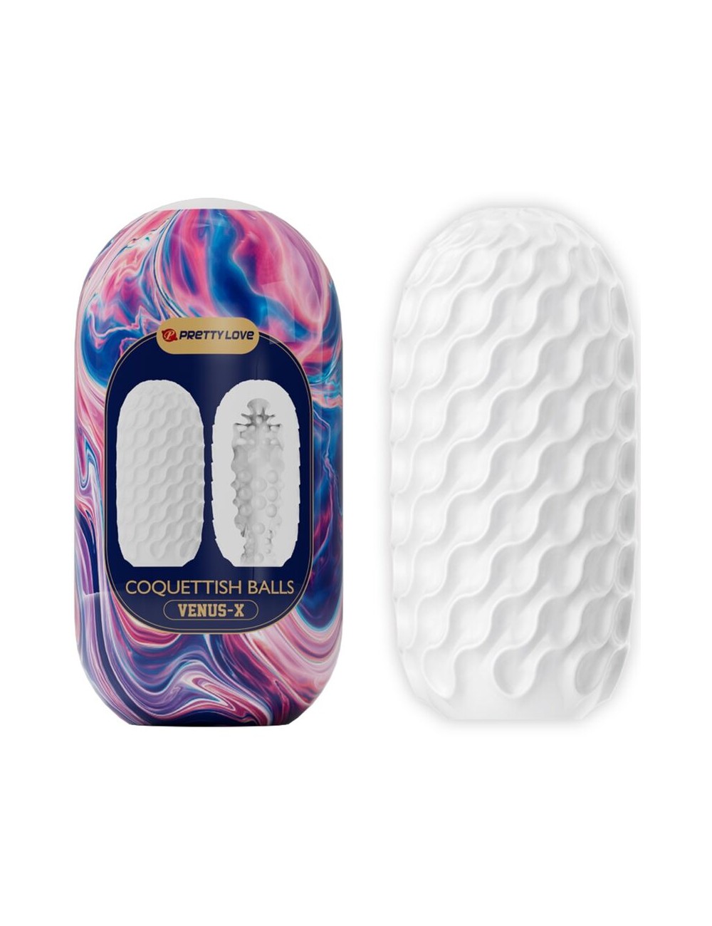 PRETTY LOVE - COQUETTISH BALLS SILICONE MALE MASTURBATOR WHITE