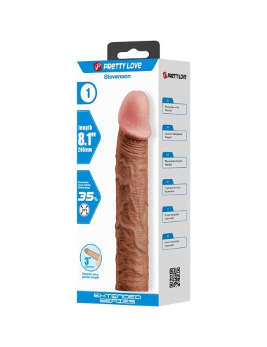 PRETTY LOVE - STEVENSON PENIS SLEEVE WITH 7.6 CM EXTENSION MULATTO