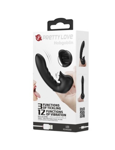 PRETTY LOVE - HOBGOBLIN VIBRATING FINGER CASE 12 VIBRATIONS + CLITORIS STIMULATOR BLACK
