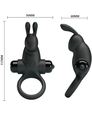 PRETTY LOVE - VIBRATING RING + RABBIT CLITORIS STIMULATOR 10 VIBRATIONS BLACK