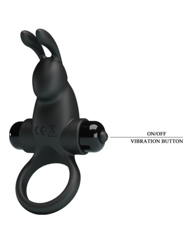 PRETTY LOVE - VIBRATING RING + RABBIT CLITORIS STIMULATOR 10 VIBRATIONS BLACK