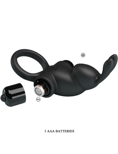 PRETTY LOVE - VIBRATING RING + RABBIT CLITORIS STIMULATOR 10 VIBRATIONS BLACK