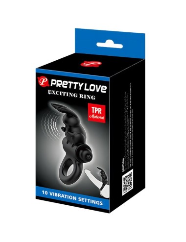 PRETTY LOVE - EXCITING RING RABBIT VIBRATOR RING 10 VIBRATIONS BLACK
