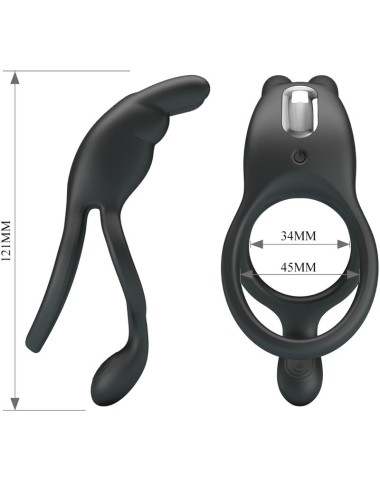 PRETTY LOVE - SETH DOUBLE VIBRATING RING RABBIT 7 VIBRATIONS BLACK