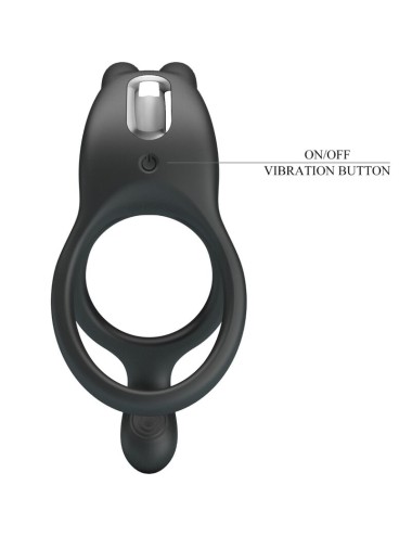 PRETTY LOVE - SETH DOUBLE VIBRATING RING RABBIT 7 VIBRATIONS BLACK