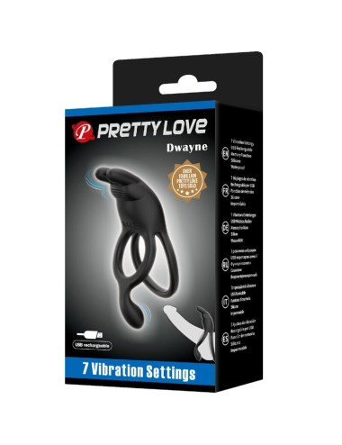 PRETTY LOVE - SETH DOUBLE VIBRATING RING RABBIT 7 VIBRATIONS BLACK