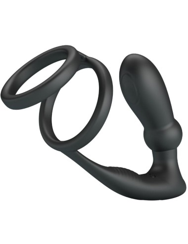 PRETTY LOVE - EMONI PENIS RING + ANAL PLUG 12 VIBRATIONS BLACK