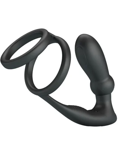 PRETTY LOVE - EMONI PENIS RING + ANAL PLUG 12 VIBRATIONS BLACK