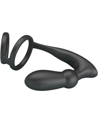 PRETTY LOVE - EMONI PENIS RING + ANAL PLUG 12 VIBRATIONS BLACK
