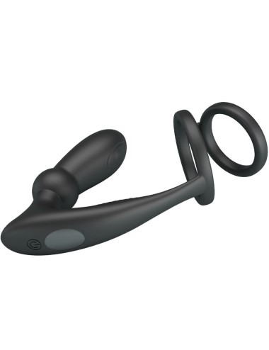 PRETTY LOVE - EMONI PENIS RING + ANAL PLUG 12 VIBRATIONS BLACK