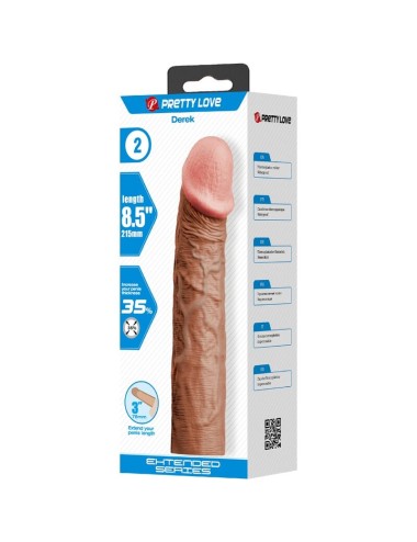 PRETTY LOVE - DEREK PENIS SLEEVE WITH 7.6 CM EXTENSION MULATTO