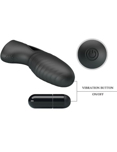 PRETTY LOVE - ALAN SILICONE FINGER VIBRATOR BLACK