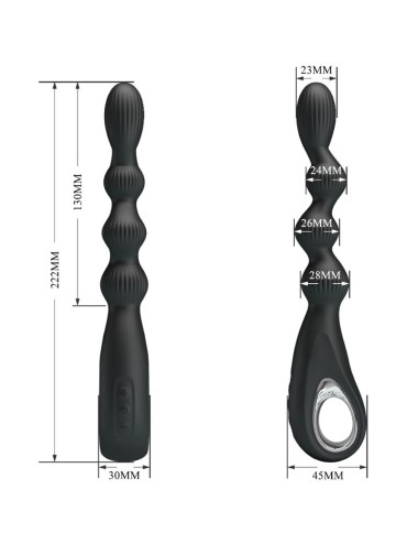PRETTY LOVE - FEDERER ANAL VIBRATOR 12 VIBRATIONS BLACK