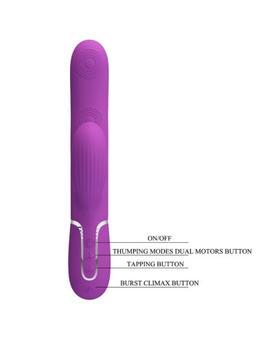 PRETTY LOVE - PERLITA 3 IN 1 MULTIFUNCTION RABBIT VIBRATOR  PURPLE