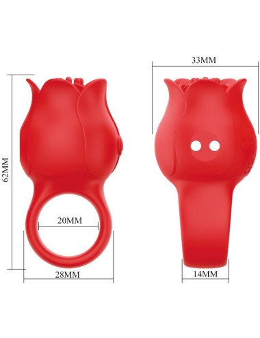 PRETTY LOVE - JAE ROSE SHAPED FINGER VIBRATOR 10 VIBRATIONS RED