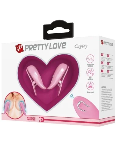 PRETTY LOVE - CAILEY NIPPLE CLAMPS 10 VIBRATIONS REMOTE CONTROL PINK