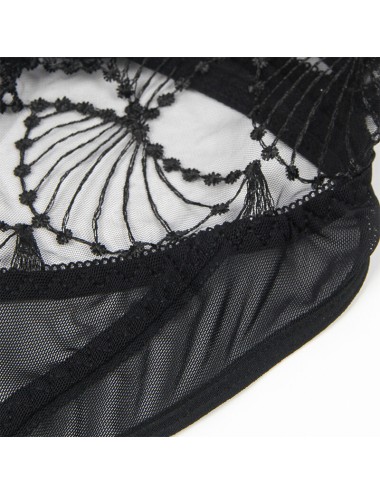 SUBBLIME - 955229 TRANSPARENT BODYSUIT WITH HOLLOW LACE BLACK L/XL