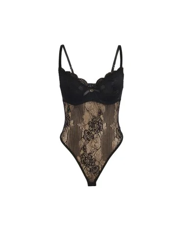 SUBBLIME - 955625 LACE BODYSUIT WITH BOTTOM CLOSURE BLACK L/XL