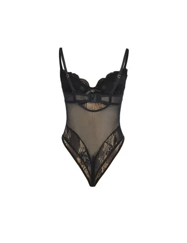 SUBBLIME - 955625 LACE BODYSUIT WITH BOTTOM CLOSURE BLACK L/XL