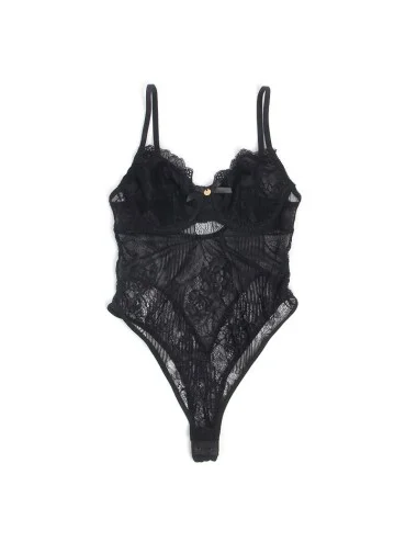 SUBBLIME - 955625 LACE BODYSUIT WITH BOTTOM CLOSURE BLACK L/XL