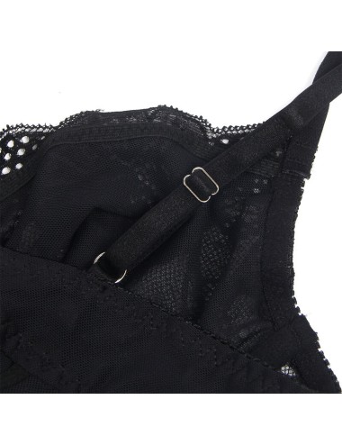 SUBBLIME - 955625 LACE BODYSUIT WITH BOTTOM CLOSURE BLACK L/XL