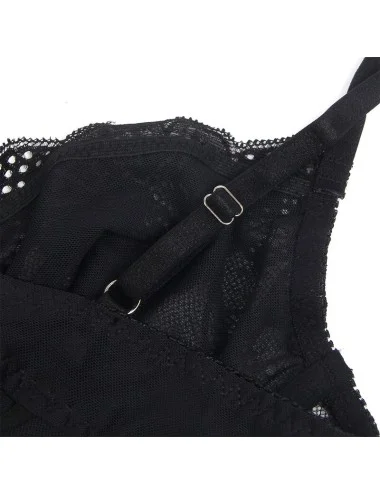 SUBBLIME - 955625 LACE BODYSUIT WITH BOTTOM CLOSURE BLACK L/XL