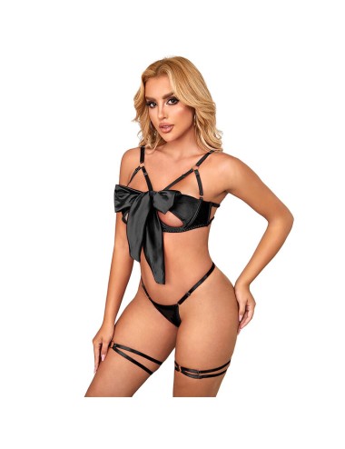 SUBBLIME - 955199 BRA SET WITH ADJUSTABLE BLACK BOW S/M
