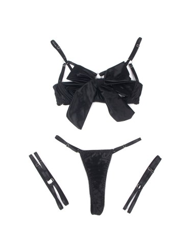 SUBBLIME - 955199 BRA SET WITH ADJUSTABLE BLACK BOW S/M