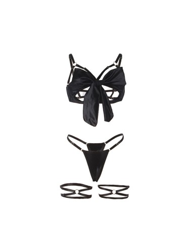 SUBBLIME - 955205 BRA SET WITH ADJUSTABLE BLACK BOW L/XL