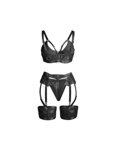 SUBBLIME - 955236 BLACK BONDAGE BRA WITH GARTER SET S/M