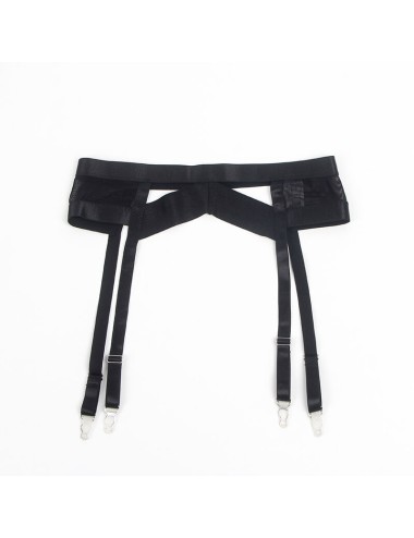 SUBBLIME - 955236 BLACK BONDAGE BRA WITH GARTER SET S/M