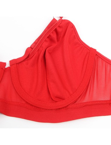 SUBBLIME - 955250 RED BONDAGE BRA WITH GARTER SET S/M
